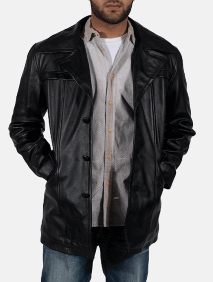 Brawnton Black Leather Coat